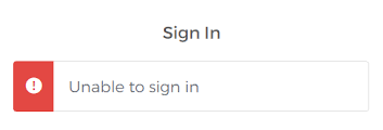 Example of "unable to sign in" error on the login page