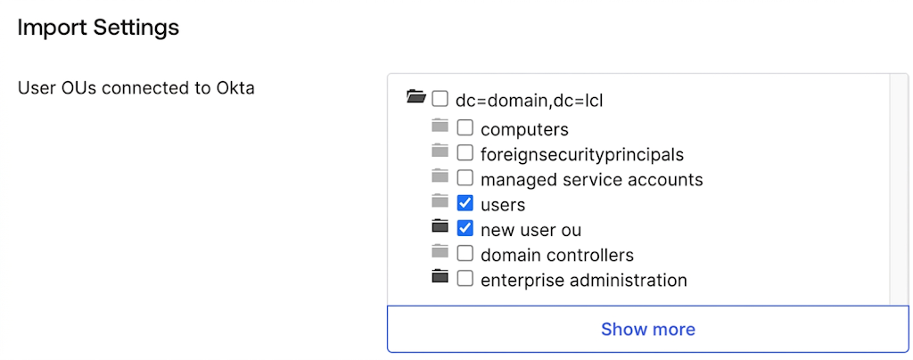 Image - Okta AD integration - user OU selection