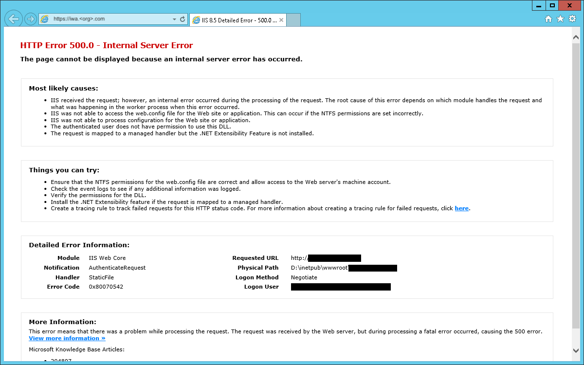 Okta IWA HTTP 500 Error
