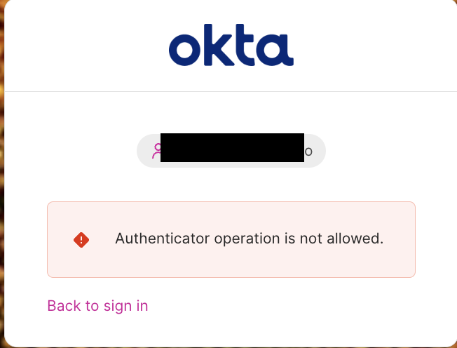 Authentication operation is not allowed