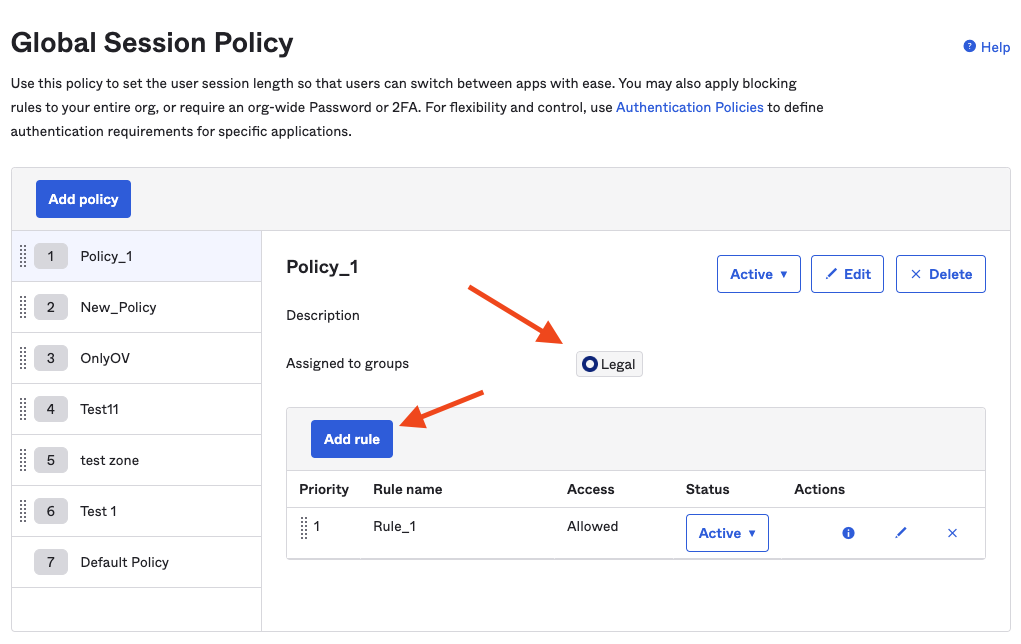 Global session policy