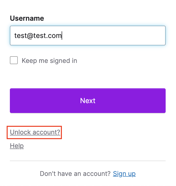 "Unlock Account" button
