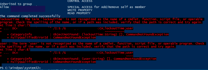 lockoutTime error