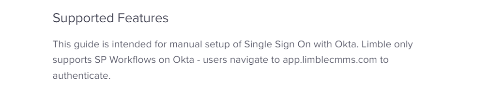 Supported features