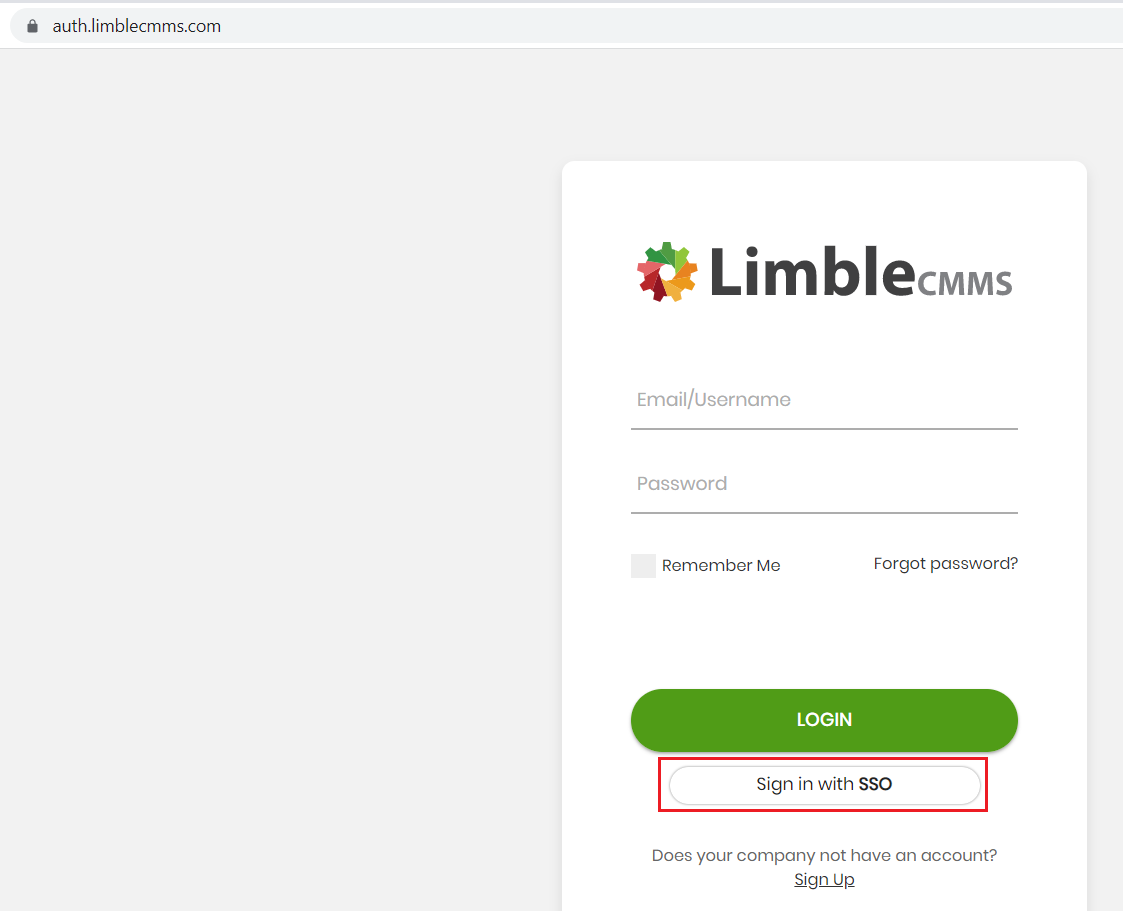 Sign with SSO button