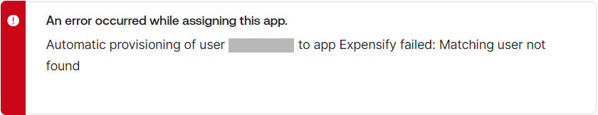 Expensify Provisioning error in Okta