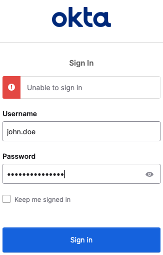 Login - Unable to sign in