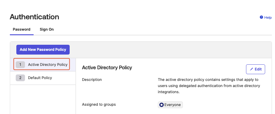 Okta Active Directory password policy