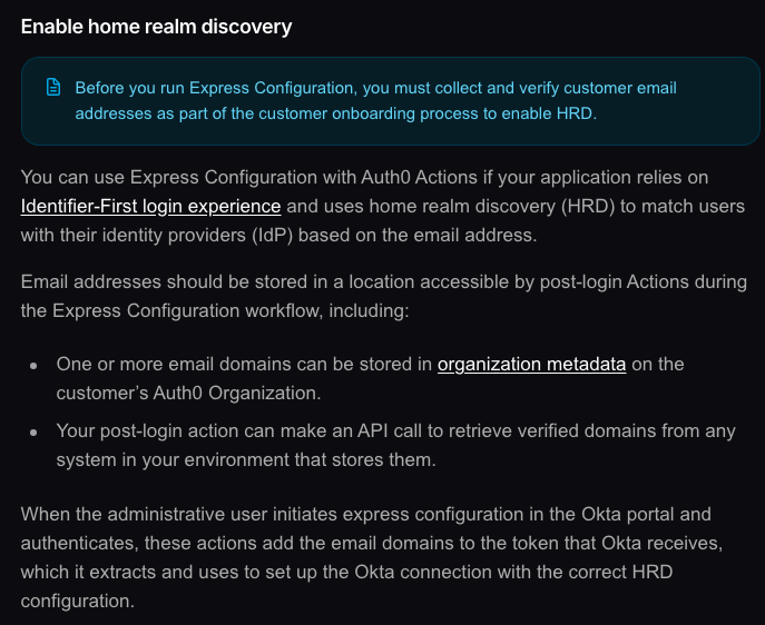 Enable home realm discovery