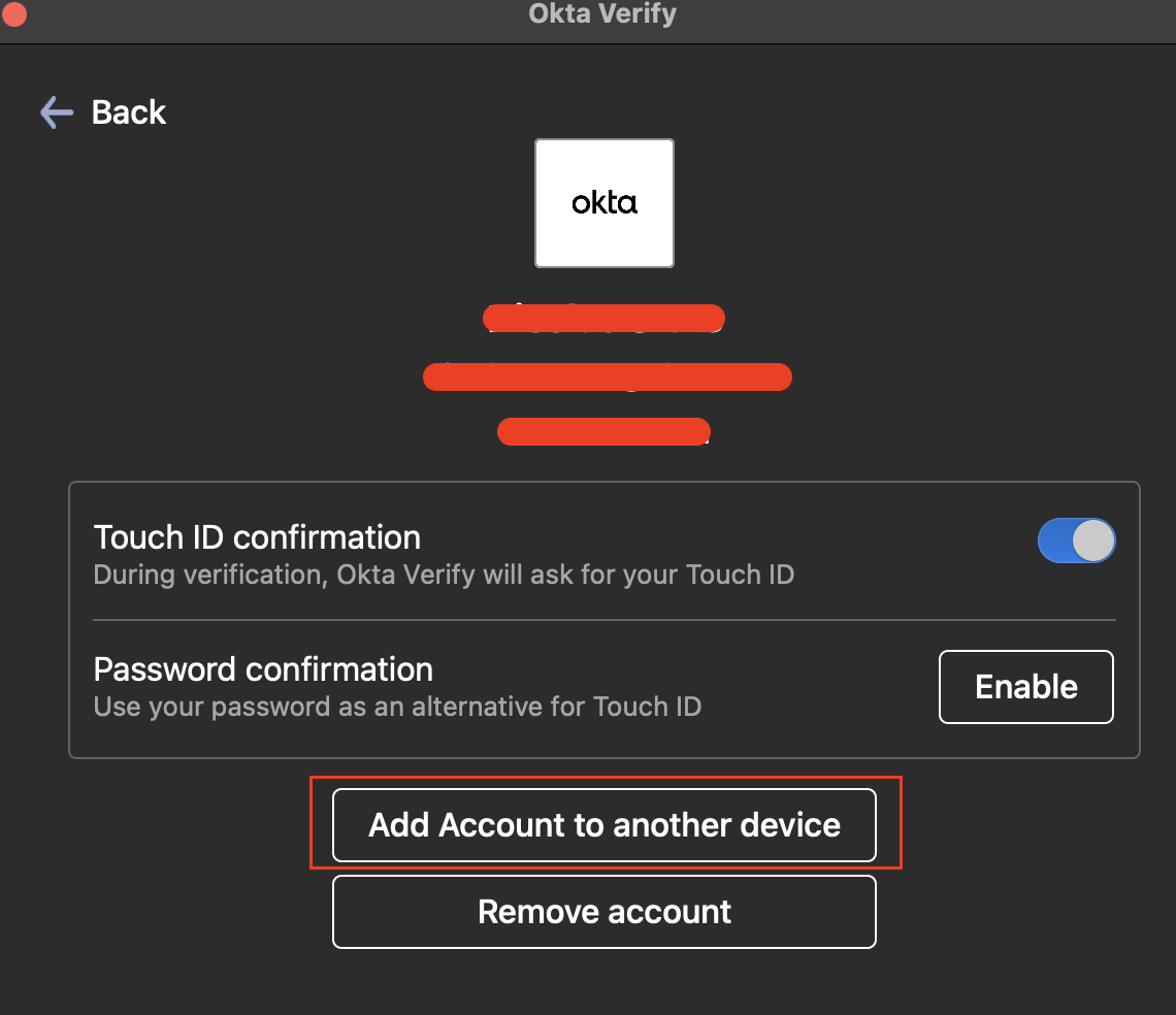Add Account to Another Device