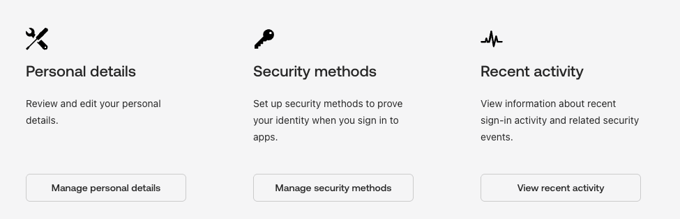 Manage security methods