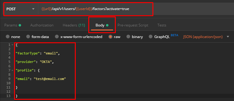 Postman API call