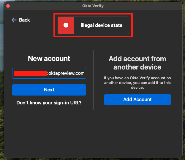 "illegal device state" error