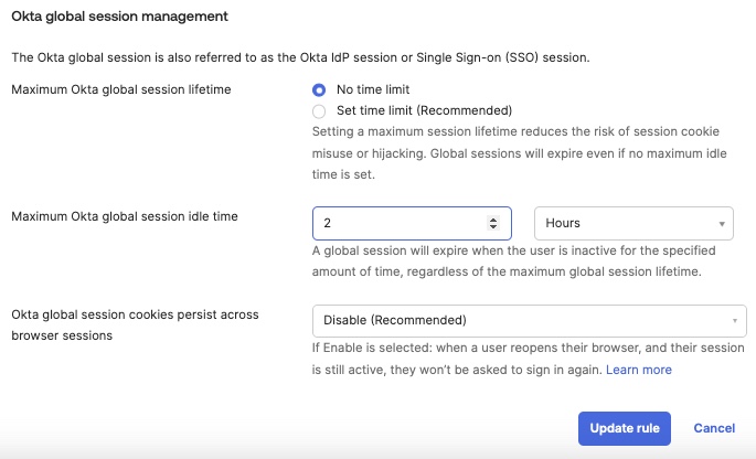 Okta global session management