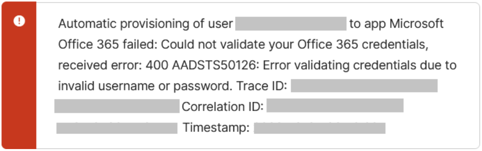400 AADSTS50126 O365 Error