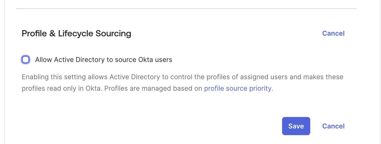 Allow Active Directory to source Okta users