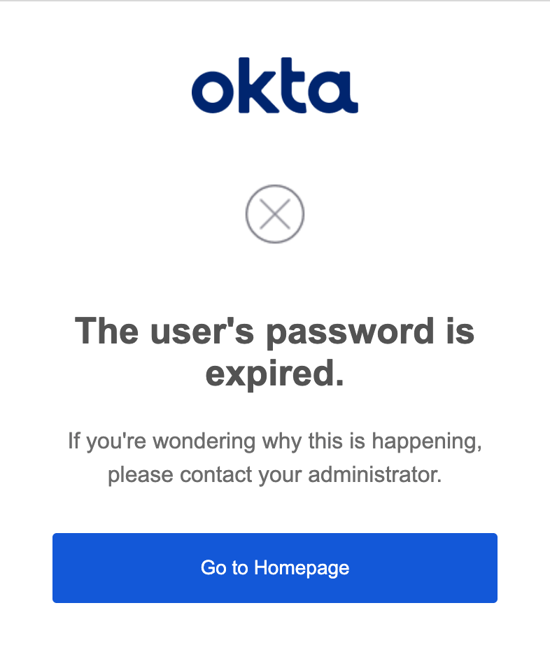 The user's password is expired
