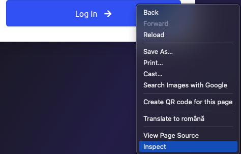 Log in page