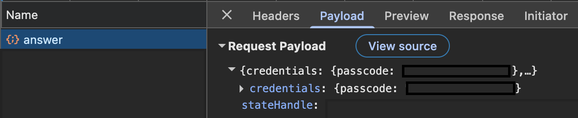 Example of the Payload