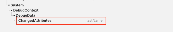 Okta System Log entry showing lastName in ChangedAtributes