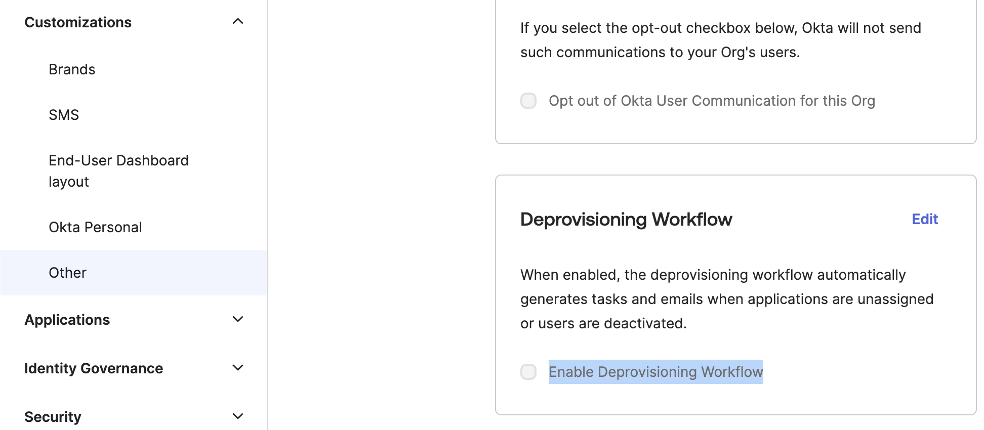 Enable Deprovisioning Workflow