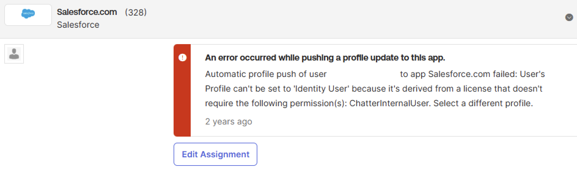 Saleforce Provisioning Error