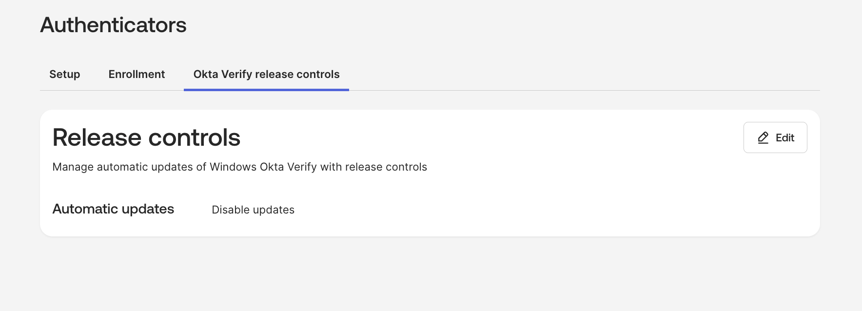 Okta Verify release controls