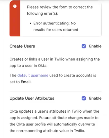 Error authenticating: No results for users returned