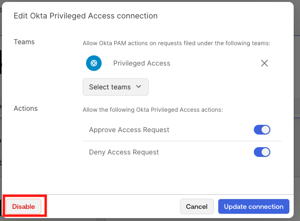 Edit okta Privieged Access connection