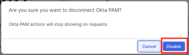 Confirm Disable Action