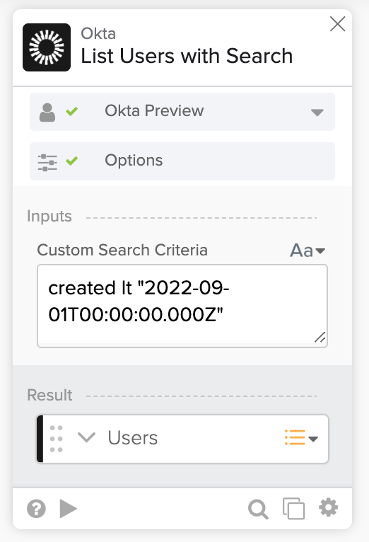 Search for users created before a date