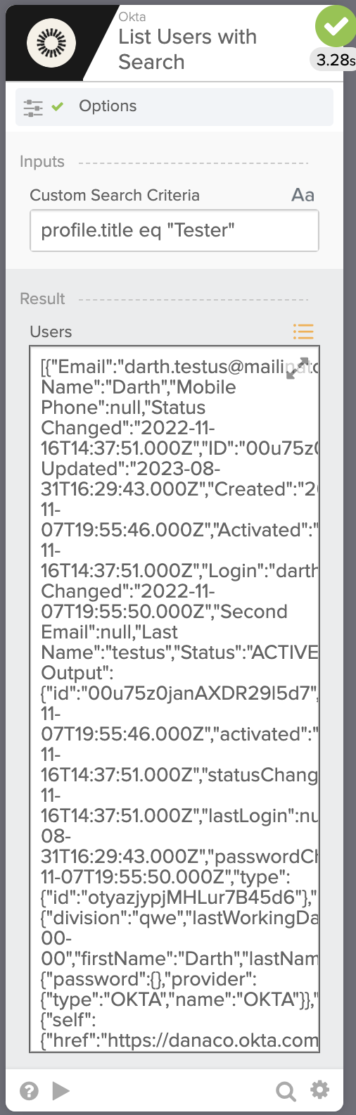 List users with search card