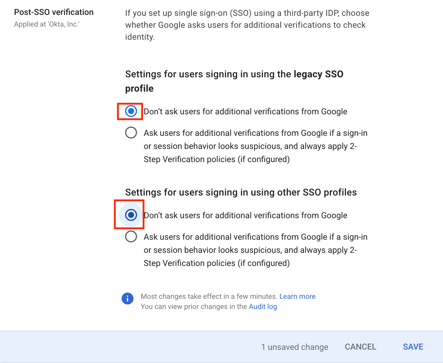 Don’t ask users for additional verifications from Google