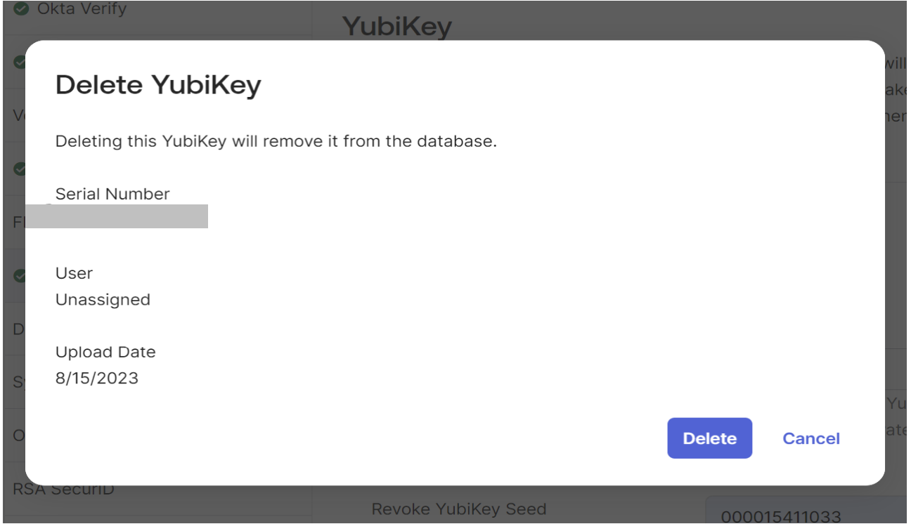 Delete YubiKey