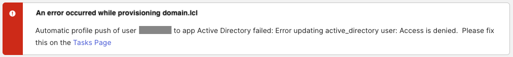 Active Directory user profile push error - Access is denied
