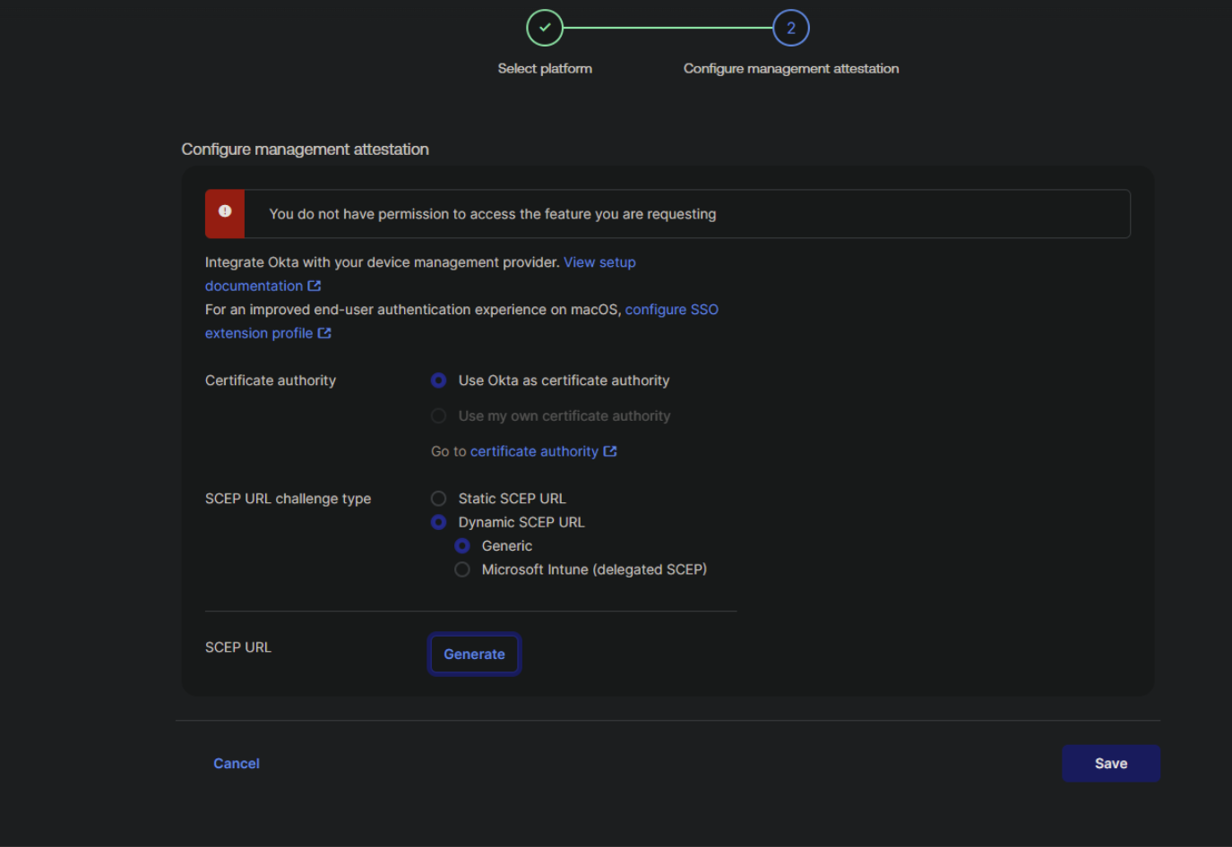 You do not have permission to access the feature you are requesting