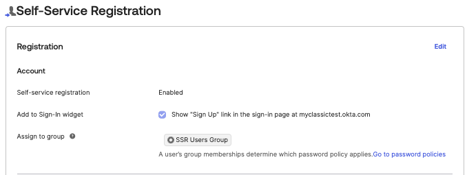Self Service Registration