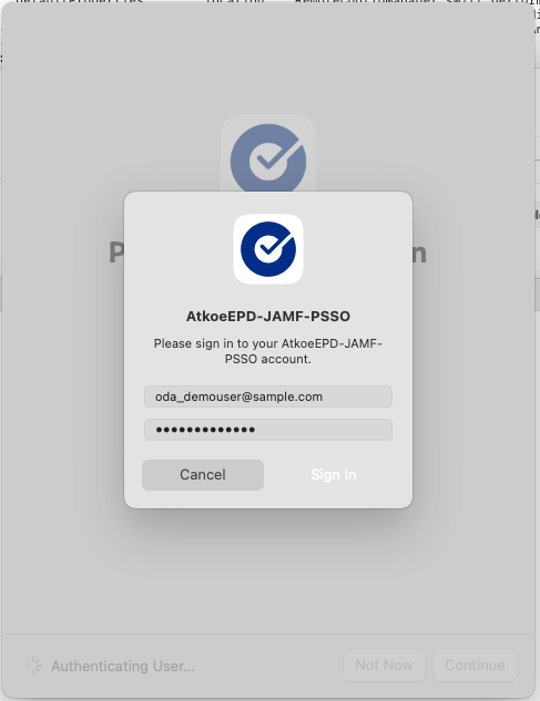 PSSO - Enter Okta Password Example