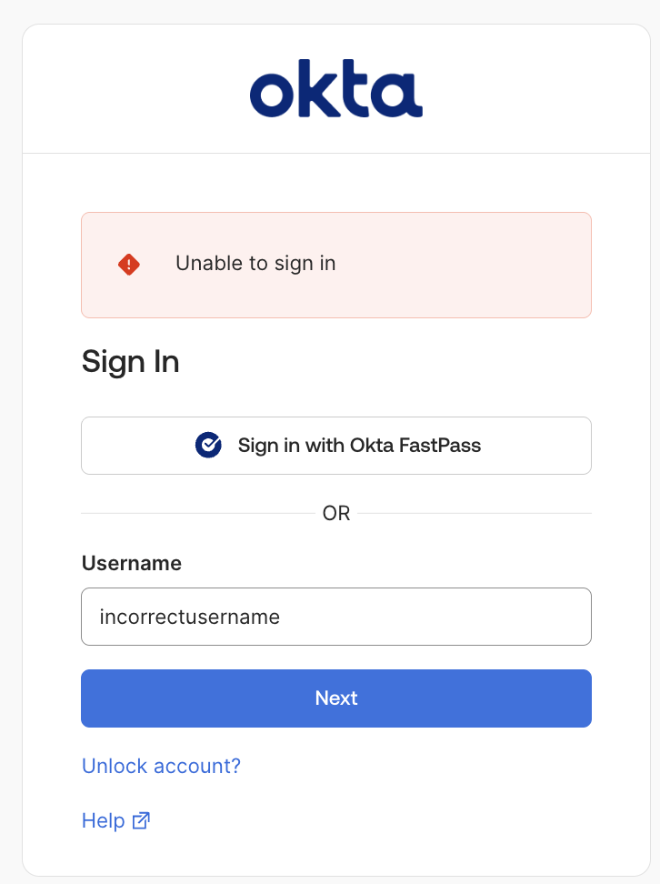 Unable to sign in
