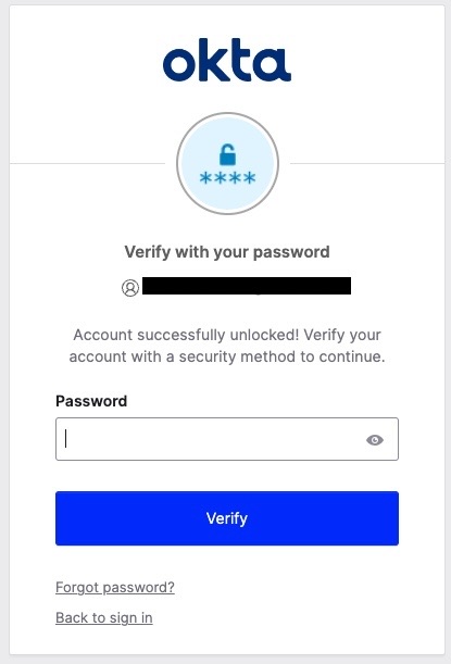 Account Unlocked Successfully screenshot