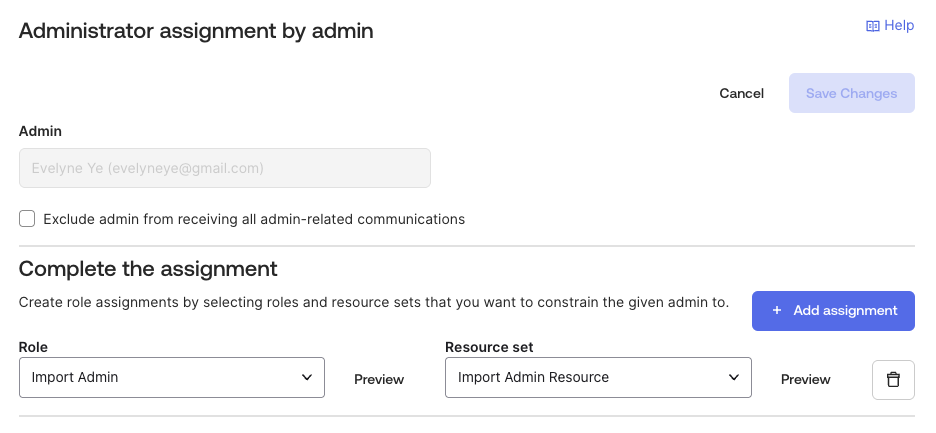 Adiministrator assignment by admin