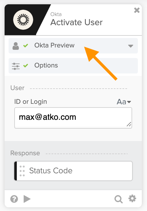 The Okta – Activate user card