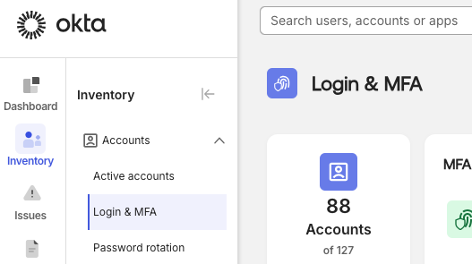 Login &amp; MFA dashboard