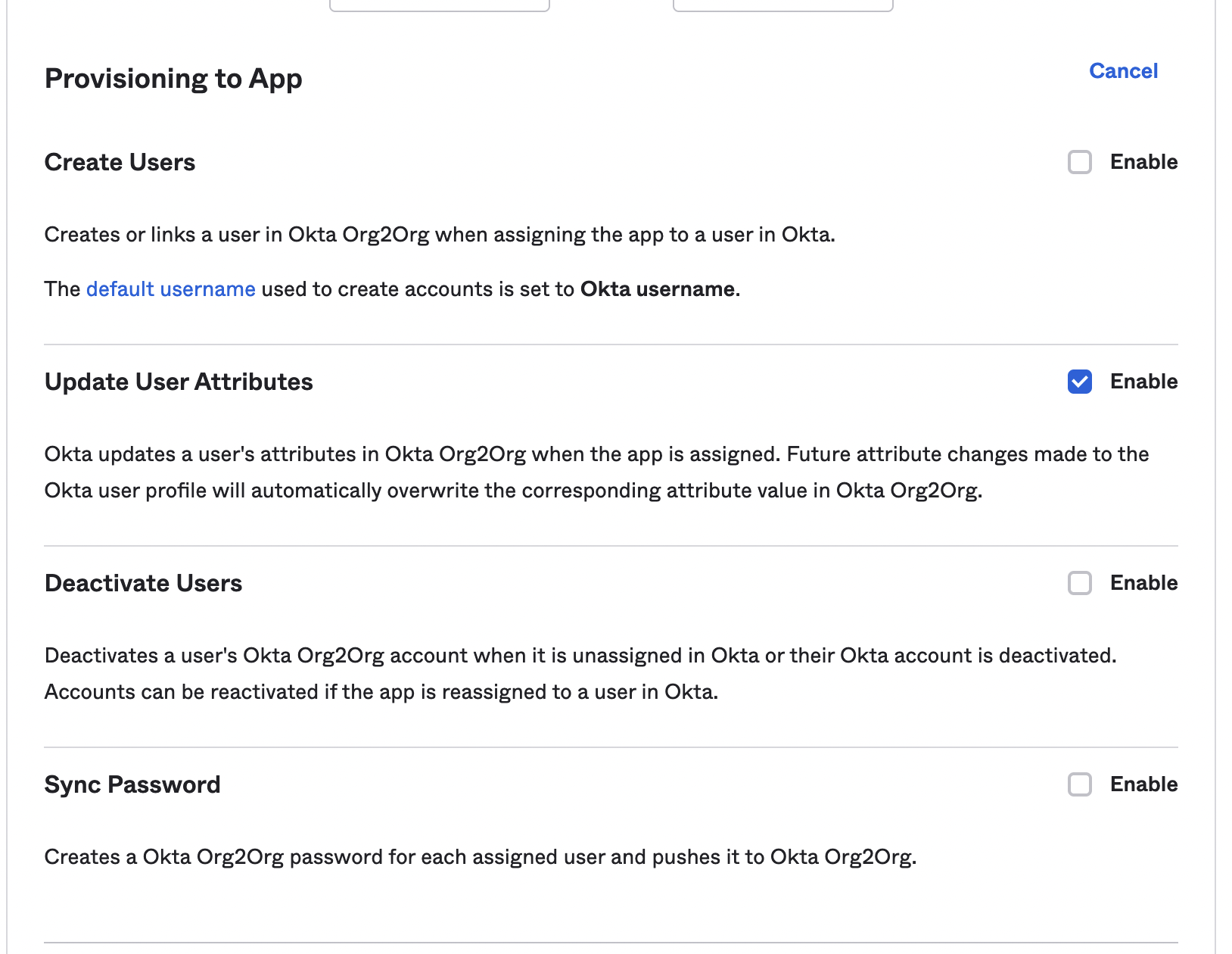 Update user attributes&nbsp;feature