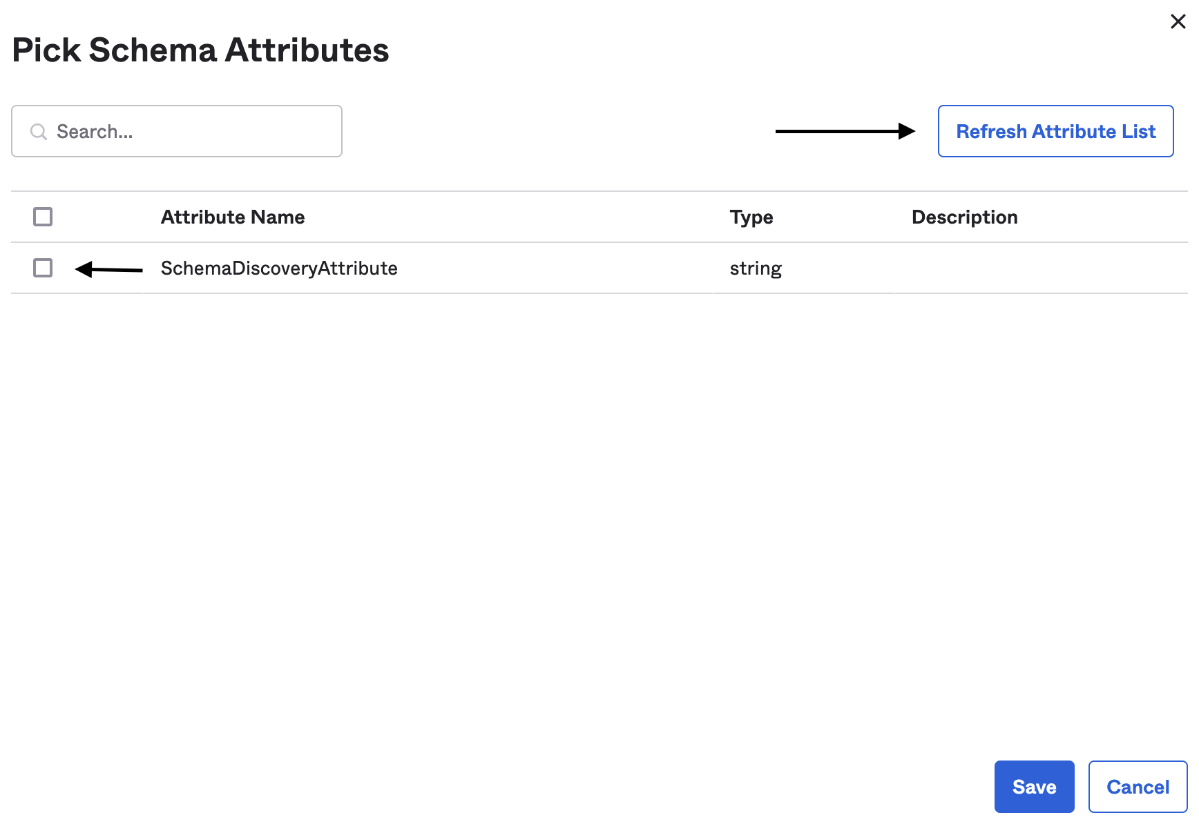 Refresh Attribute List button