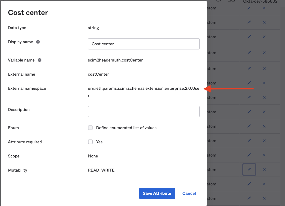 Example of an attribute with a valid External Namespace