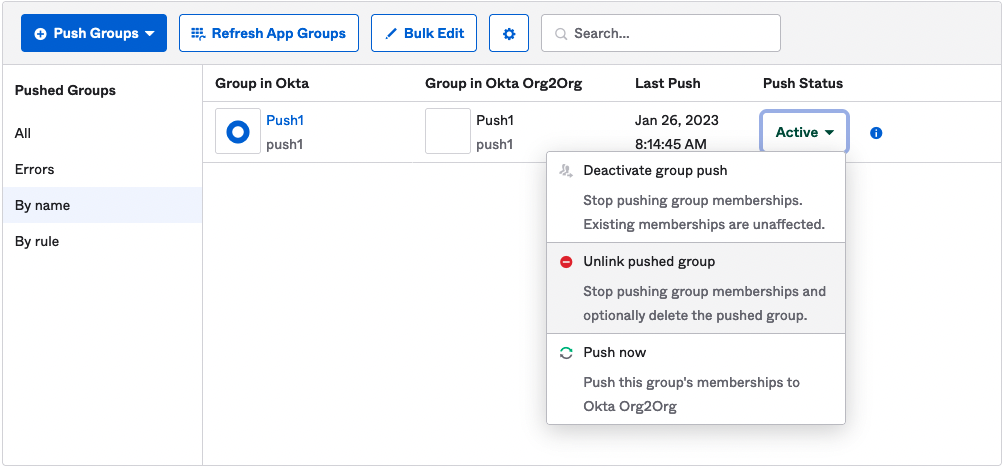 Deactivate Group Push option