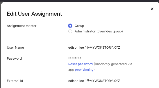Edit user assignment
