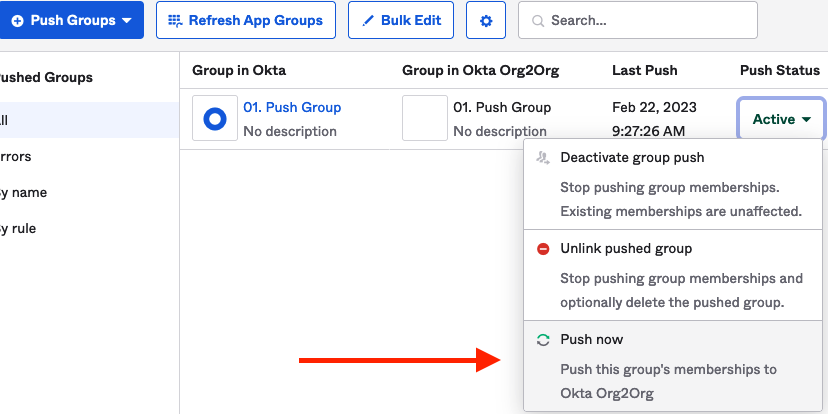 Push Now&nbsp;option