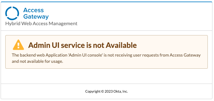 Admin UI service is not Available